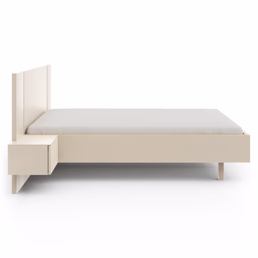 Bettanlage Matera - Lack, Creme, Absetzung, Eiche Milk