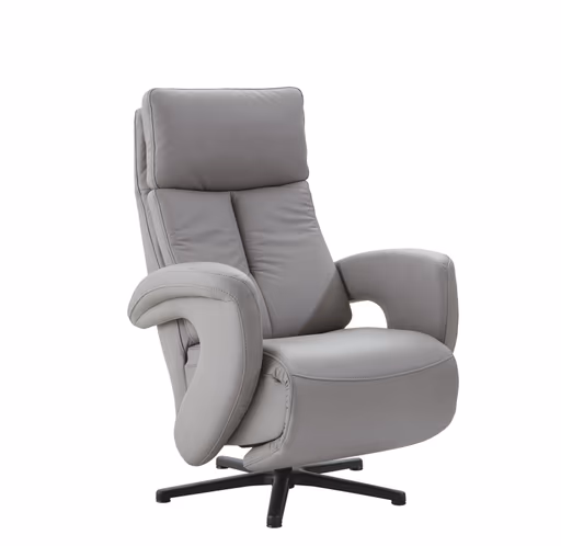 Relaxsessel Sitz.Konzept 4.0 - Größe M, Fußteil und Rückenlehne verstellbar (manuell), Leder, Grau