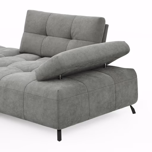 Ecksofa Comodo - Longchair Links, Stoff, Hellgrau