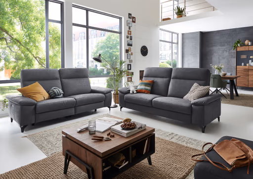 Sofa - 3-Sitzer, Stoff, Grau