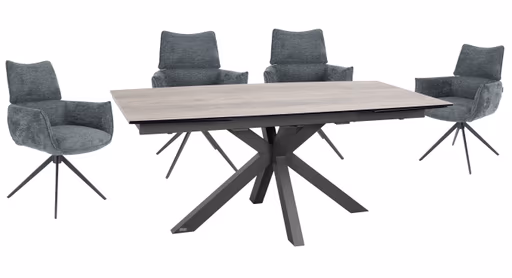 Armlehnstuhl MARGIT - drehbar, Stoff, Graublau