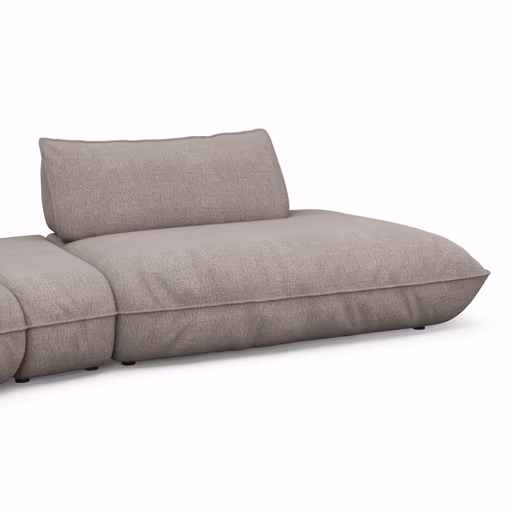Trapezsofa Fluffy - 2-Sitzer mit Trapezelement und Abschlussteil inkl. Rückenlehne verstellbar, Stoff, Taupe