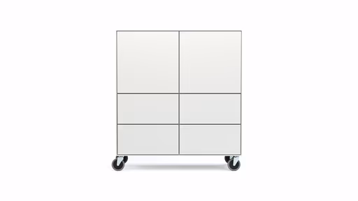 Highboard Edge - Lack weiß, auf Rollen