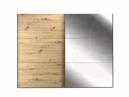 Schwebetürenschrank FARIDA - mit Passpartout, Beleuchtung, B. ca. 280 cm, Eiche Dekor