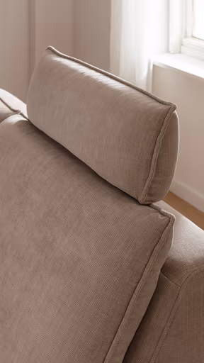 Ecksofa Tulsa KS - 2,5-Sitzer, Spitzecke und 1,5-Sitzer mit Anstellhocker aufklappbar rechts, inkl. Kopfstütze, AL verstellbar und Schlaffunktion, Stoff, Graubeige