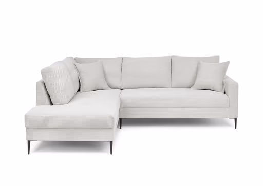 Ecksofa - Ecke links, 3-Sitzer, Stoff, Hellgrau