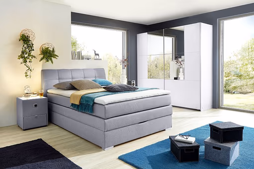 Nachtisch- inkl. LED-Beleuchtung, Stoff, Hellgrau