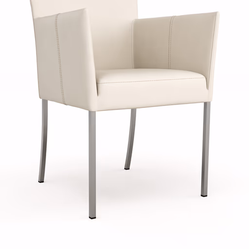 Armlehnstuhl Penthouse - Leder, Weiß, 4 Fuß, Edelstahl