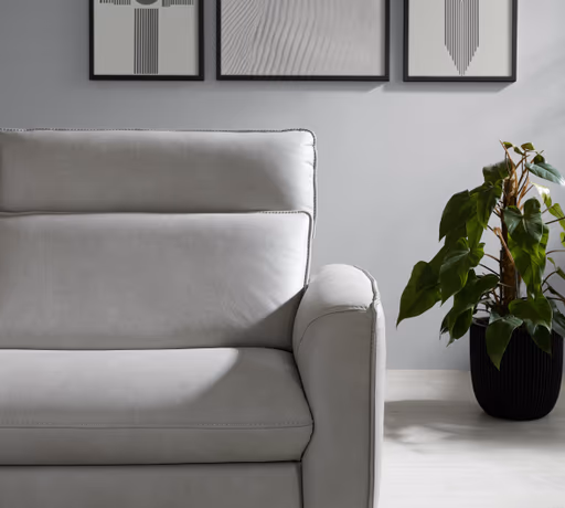 Sofa Avela - 3-Sitzer inkl. Kopfteil verstellbar, Leder, Steingrau