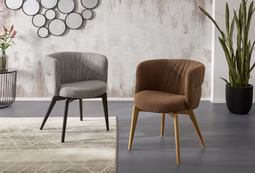 Armlehnstuhl Milana - Stoff, Cognac