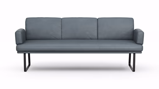 Bank Valloni - B ca. 221 cm, mit Arm- und Rückenlehne, Leder, Hellblau