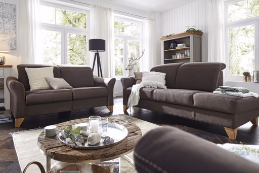 Sofa Canterbury - Recamiere links, Stoff, Dunkelbraun