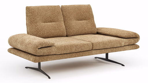 Sofa Lucero 2.0 - 2-Sitzer klein inkl. Rückenlehne, Stoff, Cognac