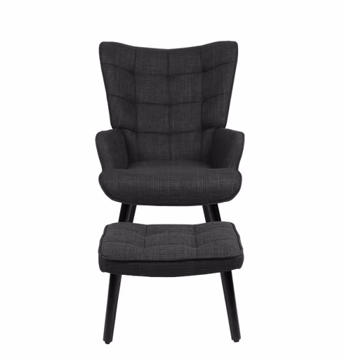 Sessel mit Hocker - Stoff, Anthrazit