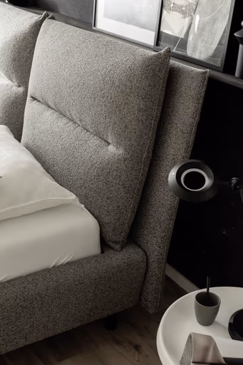 Polsterbett - Liegefläche ca. 180x200 cm, mit Bettkasten, Stoff, Graublau