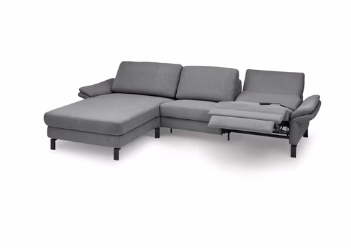 Ecksofa CALM PREMIUM 2.0 - Longchair links mit 3-Sitzer, Relaxfunktion motorisch, Armlehne verstellbar, Stoff, Anthrazit