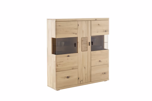 Highboard - mit Hirnholz Applikation, Balkeneiche, massiv