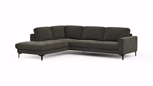 Ecksofa Oviedo - 2,5-Sitzer mit Ecke rechts, Stoff, Braungrün