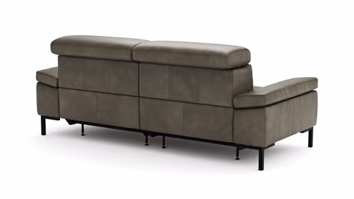 Sofa Hudson - 3-Sitzer, inkl. Relaxfunktion (motorisch) und Kopfteil/Armlehnen verstellbar, Leder, Braungrün