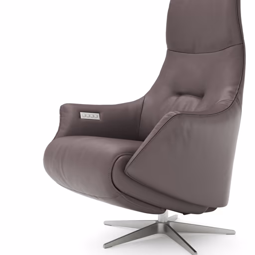 Relaxsessel Girona - Relaxfunktion (motorisch), Leder, Dunkelgrau