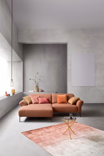 Ecksofa David - Longchair links mit 1,5-Sitzer inkl. Kopfstütze/Armlehne verstellbar, Stoff,  Rost