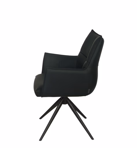 Armlehnstuhl MELE - drehbar, Leder, Schwarz