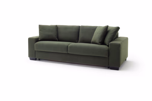 Sofa Nuoro - 3-Sitzer inkl. Schlaffunktion, Stoff, Olivgrün