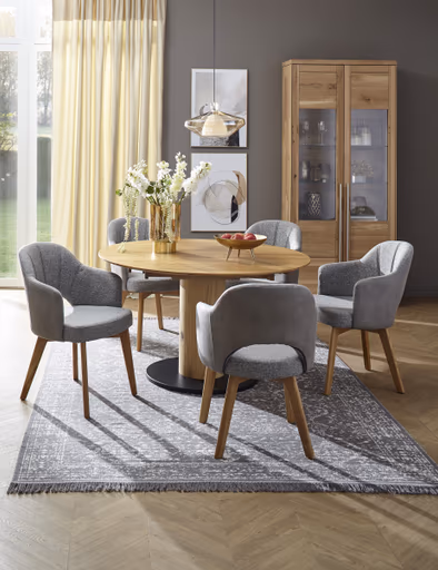 Esstisch 5000 - D ca. 130 cm, ausziehbar, Wildeiche Massiv