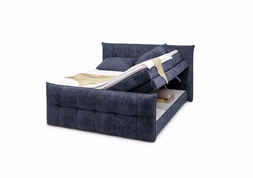 Boxspringbett- Liegefläche ca. 180x200 cm, Stoff, Dunkelblau