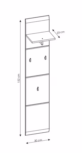 Garderobenpaneel- Weiß, Weiß, Hochglanz