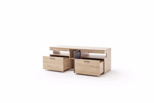 Wohnwand - mit Beleuchtung, Balkeneiche 