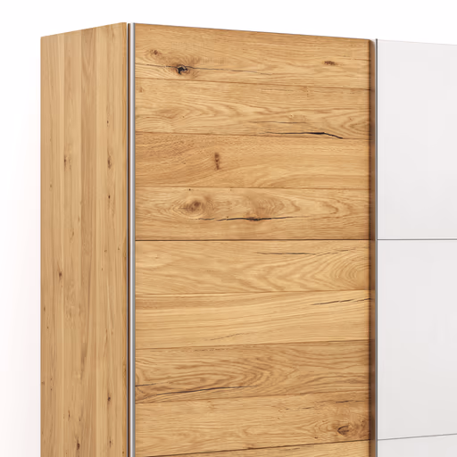 Schwebetürenschrank Colorado - B ca. 307 cm, Eichenfurnier mit Glas