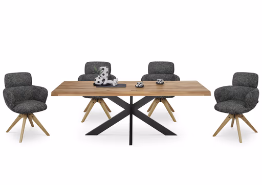 Armlehnstuhl MANJA - drehbar, Stoff, Graublau