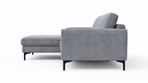 Ecksofa Oviedo - Longchair links mit 1,5-Sitzer, Stoff, Grau