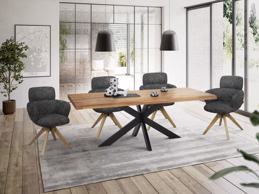 Armlehnstuhl MANJA - drehbar, Stoff, Graublau