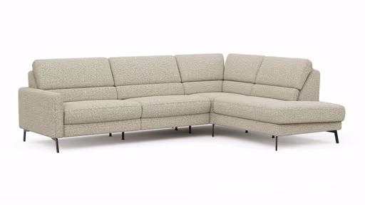 Ecksofa Valera - 3-Sitzer mit Ecke rechts inkl. Rückenlehne verstellbar, Stoff, Limone