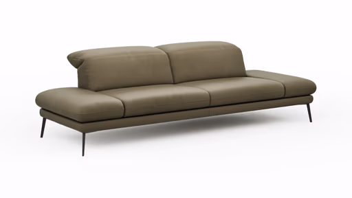 Sofa Elena - 2,5-Sitzer, Kopfteil/Armlehne verstellbar, Leder, Olive