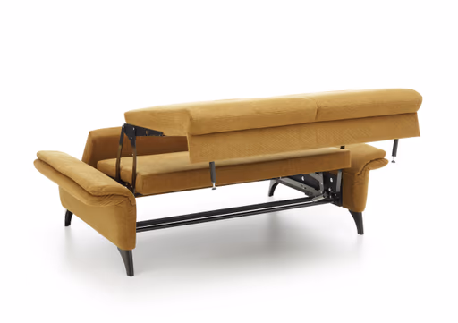 Schlafsofa - 2-Sitzer inkl. Bettfunktion, Armteil verstellbar, Stoff, Gelb