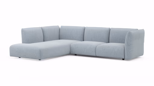 Ecksofa Motone - Ecke links mit 2,5-Sitzer, Stoff, Hellblau