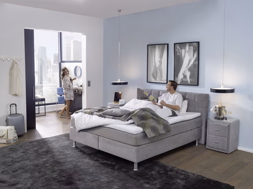 Boxspringbett EM Select - Liegefläche ca. 180x200 cm, Stoff, silber