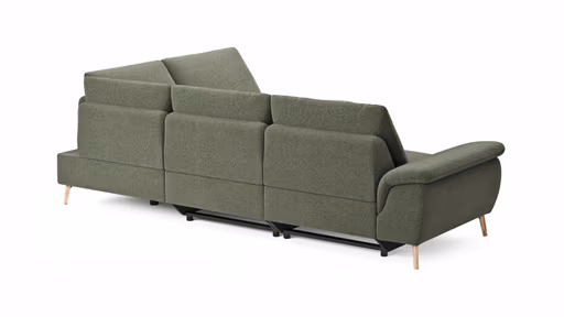 Ecksofa Gotera - 1,5-Sitzer med. + 1,5-Sitzer med. links mit Ecke und Abschlussteil rechts inkl. Rückenlehne verstellbar, Stoff, Olivgrün