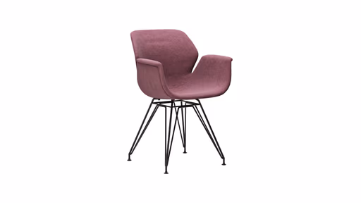 Armlehnstuhl Tooon - Stoff Beere, Gestell Metall, Schwarz