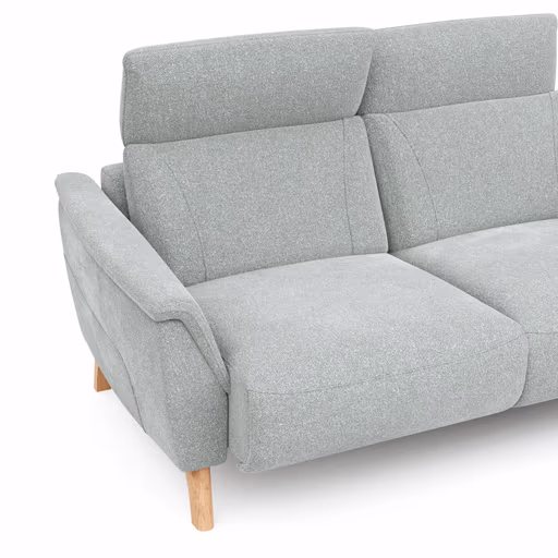 Sofa Nevin - 2,5-Sitzer inkl. Sitzvorzug (motorisch) und Kopfpolsterverstellung, Stoff, Silbergrau