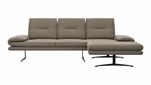 Ecksofa Lucero - 2-Sitzer mit Longchair rechts, Stoff, Olivgrün