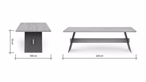 Esstisch Phoenix - LB ca. 220x100 cm, Eiche massiv, Bianco geölt