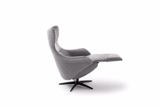 Relaxsessel Follina - Relaxfunktion (motorisch), Leder, Stoff, Grau