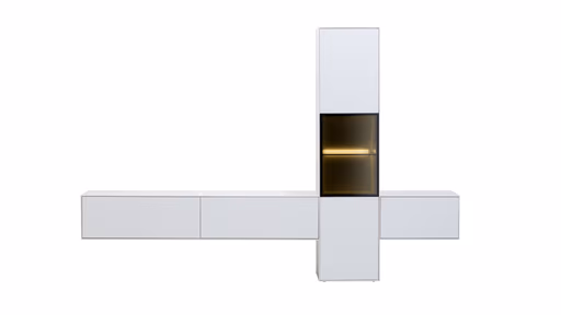 Wohnwand Medio - inkl. Beleuchtung, Lack, Weiß