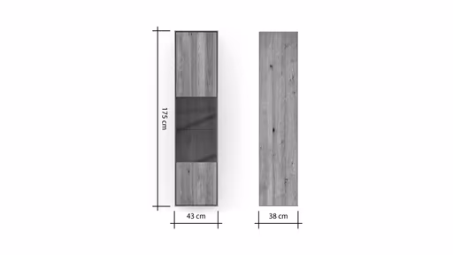 Hängevitrine Saratoga - Anschlag Links, Wildeiche massiv, natur geölt