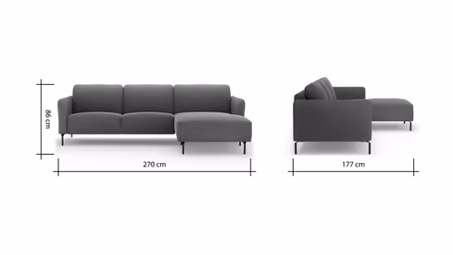 Ecksofa Leona - 3-Sitzer mit Longchair rechts inkl. Sitzvorzug motorisch, Stoff, Braungrün