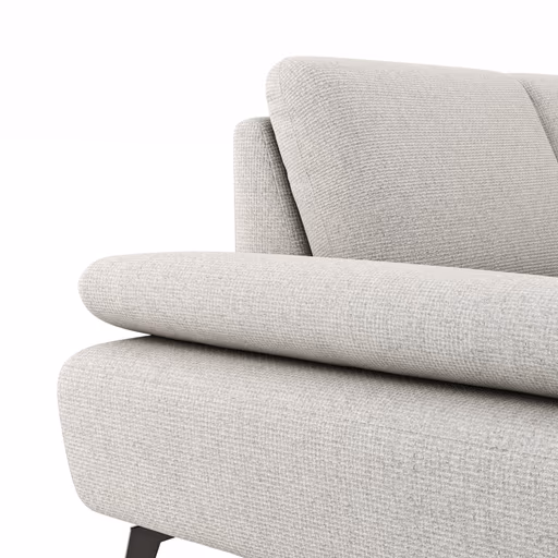 Ecksofa Theodor - 2-Sitzer mit Longchair rechts, Armlehne/Sitztiefe verstellbar, Stoff, Beige